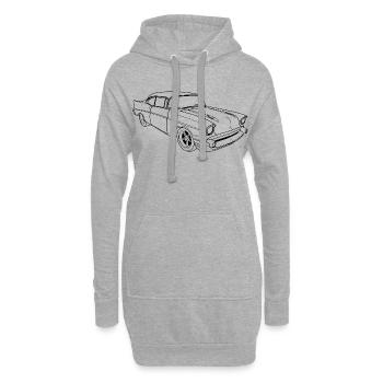 Amerikanischer Oldtimer (Schwarz) - Hoodie-Kleid - Grau meliert - Vorne