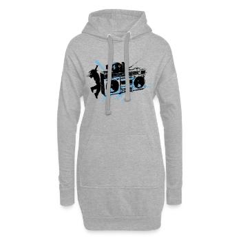 Blauer Grunge-Splash-Boombox - Hoodie-Kleid - Grau meliert - Vorne