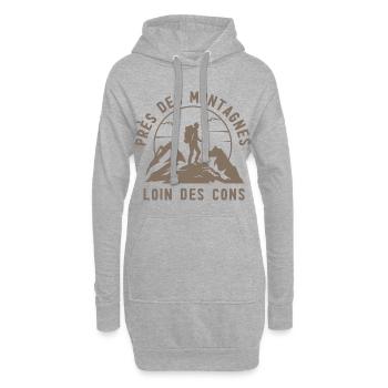 Randonneur au Sommet — Badge Montagne - Sweat-shirt à capuche long Femme - gris chiné - Devant
