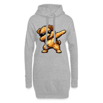 Dabbing Norfolk Terrier in Comic Style - Hoodie Dress - heather grey - Front