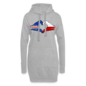 Drapeau du drapeau de la Pologne du Cap-Vert en forme de cœur utilisé - Sweat-shirt à capuche long Femme - gris chiné - Devant