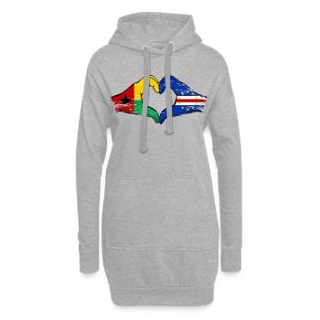 Drapeau du Cap-Vert Guinée-Bissaus en forme de cœur utilisé - Sweat-shirt à capuche long Femme - gris chiné - Devant