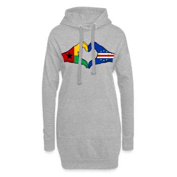 Drapeau du Cap-Vert Guinée-Bissau Mains en forme de cœur - Sweat-shirt à capuche long Femme - gris chiné - Devant