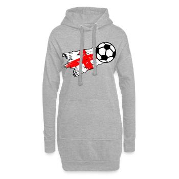 Englische Flagge trifft Fußball - Hoodie-Kleid - Grau meliert - Vorne