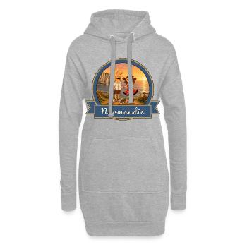 Kek & Ina en Normandie - Souvenir de France - Sweat-shirt à capuche long Femme - gris chiné - Devant