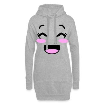 Cute face in kawaii style - Hoodie Dress - heather grey - Front
