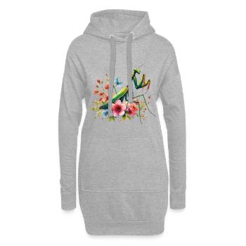 Mante religieuse - Sweat-shirt à capuche long Femme - gris chiné - Devant