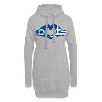 Greece Mati Flag Hands Heart Shape Used - Hoodie Dress - heather grey - Front