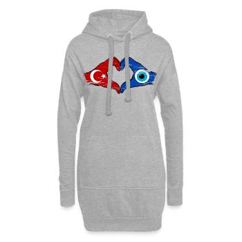 Nazar de Dinde Flagge_Hände forme de cœur utilisée - Sweat-shirt à capuche long Femme - gris chiné - Devant