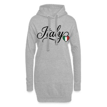 Italie Script Cœur Tricolore - Sweat-shirt à capuche long Femme - gris chiné - Devant