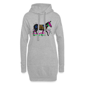 Squelette néon - Sweat-shirt à capuche long Femme - gris chiné - Devant