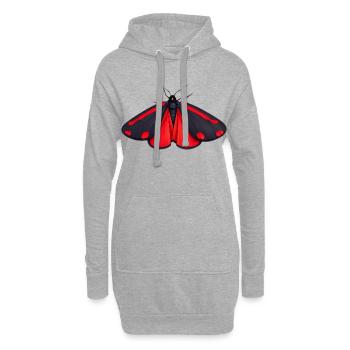 Cinnabar Moth Tyria jacobaeae Cartoon Style - Sweat-shirt à capuche long Femme - gris chiné - Devant