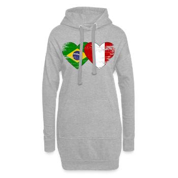 Drapeau du Brésil Pérou Mains en forme de cœur utilisé - Sweat-shirt à capuche long Femme - gris chiné - Devant