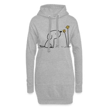 Silhouette minimale des fleurs jaunes - Sweat-shirt à capuche long Femme - gris chiné - Devant