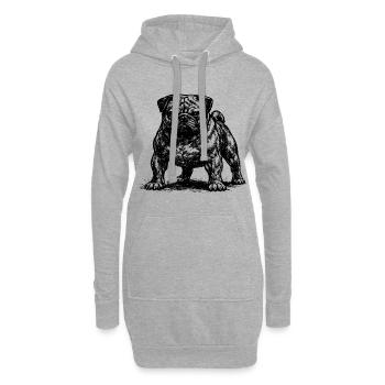 Carlin musclé au mauvais œil - Sweat-shirt à capuche long Femme - gris chiné - Devant