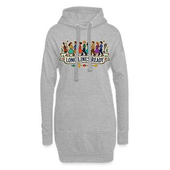 LONGUES FILES PRÊTES - Sweat-shirt à capuche long Femme - gris chiné - Devant