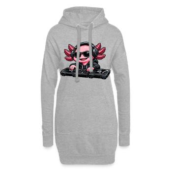 Axolotl Beats – Mignon Axolotl en tant que DJ - Sweat-shirt à capuche long Femme - gris chiné - Devant