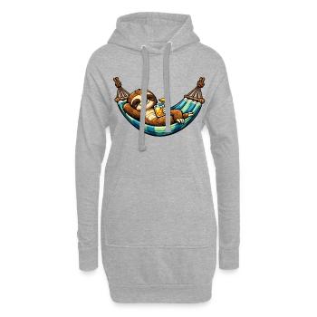 Paresseux dans un hamac avec cocktail - Sweat-shirt à capuche long Femme - gris chiné - Devant