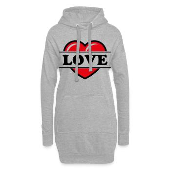 Cœur / Cœur / Amour (Noir 2C) - Sweat-shirt à capuche long Femme - gris chiné - Devant