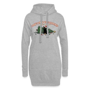 Weihnachtskatze Baum umgeworfen Lustiger Spruch - Hoodie-Kleid - Grau meliert - Vorne