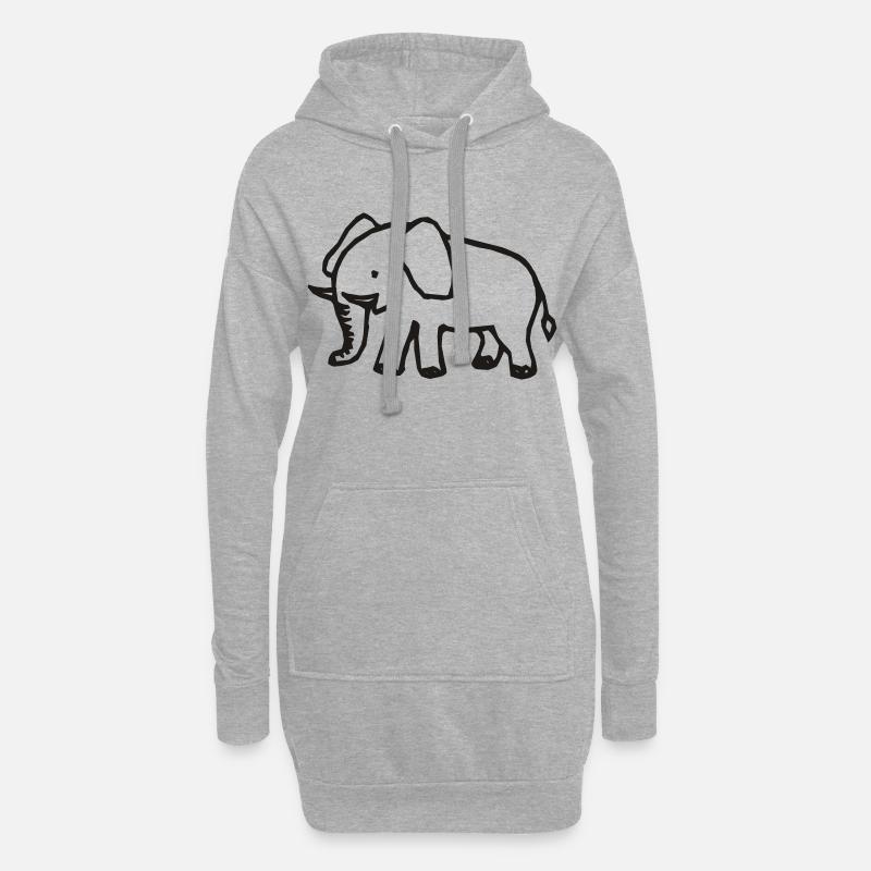 Elefant - Hoodie-Kleid - Grau meliert
