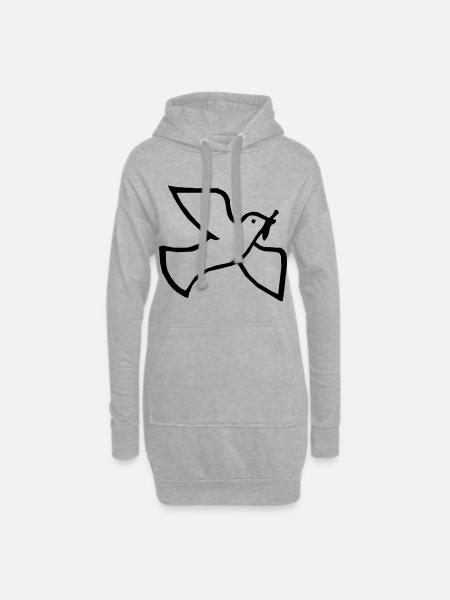 Colombe de la paix - Sweat-shirt à capuche long Femme - gris chiné