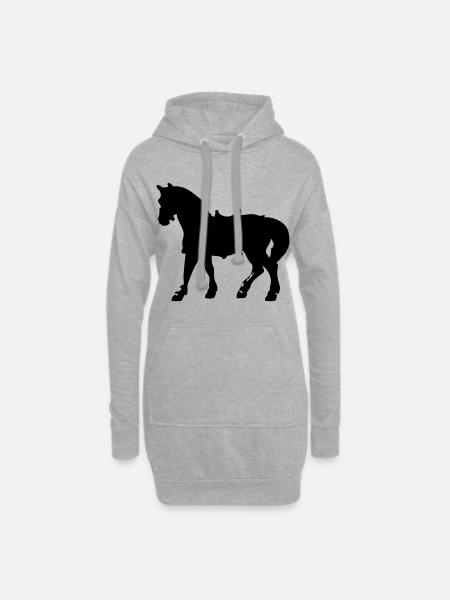 Cheval - Sweat-shirt à capuche long Femme - gris chiné