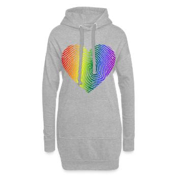 Gay Pride Herz Fingerabdruck LGBT Regenbogenfarben - Hoodie-Kleid - Grau meliert - Vorne