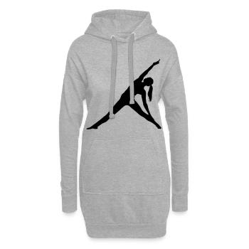 fitness femme silhouette gym gym - Sweat-shirt à capuche long Femme - gris chiné - Devant