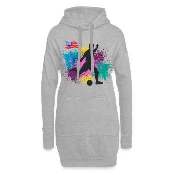 Fußball USA Grungy Farbspritzer - Hoodie-Kleid - Grau meliert - Vorne