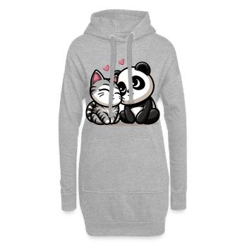 Cuddling Cat And Panda In Love - Hoodie-Kleid - Grau meliert - Vorne