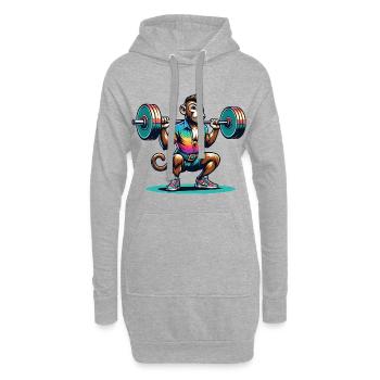 Cool Monkey Squatting In The Gym - Hoodie-Kleid - Grau meliert - Vorne
