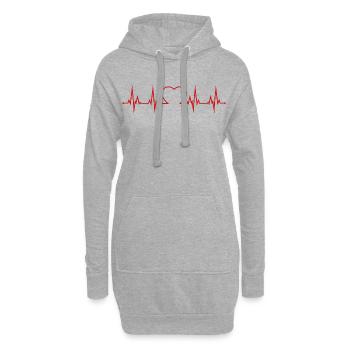 Battement du cœur cardiaque ECG amour cœur - Sweat-shirt à capuche long Femme - gris chiné - Devant