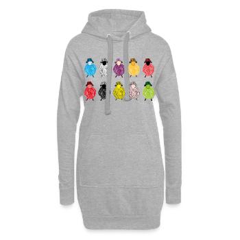 Petit troupeau de moutons, moutons drôles - Sweat-shirt à capuche long Femme - gris chiné - Devant