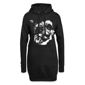 Fuchs schwarz und weiß - Hoodie-Kleid - Schwarz - Vorne