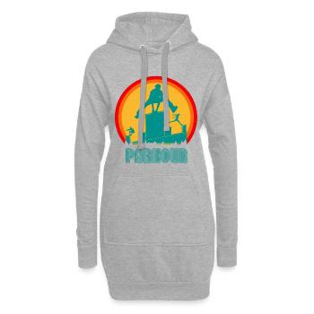 Parkour Sport Freerunning Retro Vintage - Hoodie-Kleid - Grau meliert - Vorne