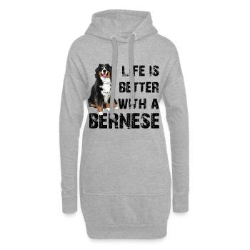 Bouvier bernois - Sweat-shirt à capuche long Femme - gris chiné - Devant