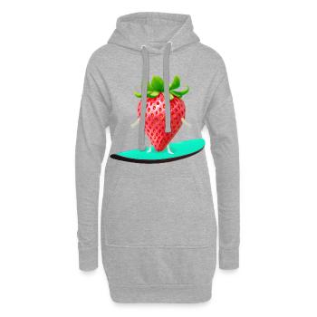 Erdbeere auf Surfboard - Hoodie-Kleid - Grau meliert - Vorne