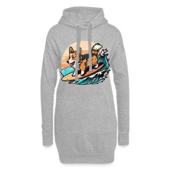 Surfer sur les vagues - Sweat-shirt à capuche long Femme - gris chiné - Devant