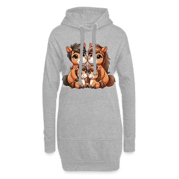 Famille Cheval Mère Et Père Avec Deux Enfants - Sweat-shirt à capuche long Femme - gris chiné - Devant