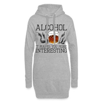 Alcohol, It Makes You More Interesting 2 - Hoodie-Kleid - Grau meliert - Vorne