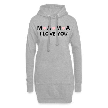Mama, I Love You – Herz-Design für die beste Mama - Hoodie-Kleid - Grau meliert - Vorne