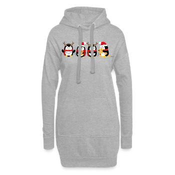 Lustige Pinguin-Weihnachten. Weihnachts-Pinguin - Hoodie-Kleid - Grau meliert - Vorne