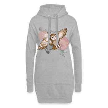 Schleiereule im Angriff - Hoodie-Kleid - Grau meliert - Vorne