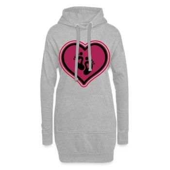 babyfüße baby herz - Hoodie-Kleid - Grau meliert - Vorne