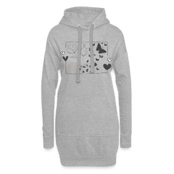 Papillon papillon oiseau fleurs tulipes coeur - Sweat-shirt à capuche long Femme - gris chiné - Devant