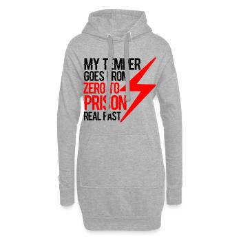 Mon tempérament passe de zéro à la prison très vite 4 - Sweat-shirt à capuche long Femme - gris chiné - Devant