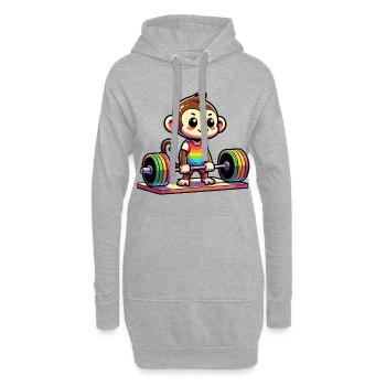 Cool Monkey Deadlifting In The Gym - Hoodie-Kleid - Grau meliert - Vorne