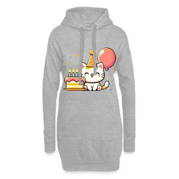Cat Kid Celebrating Birthday - Hoodie-Kleid - Grau meliert - Vorne