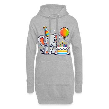 Elefant Kid Celebrating Birthday - Hoodie-Kleid - Grau meliert - Vorne